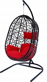 Подвесное кресло Kokon XL  искусственный ротанг, подушка красно-бежевая